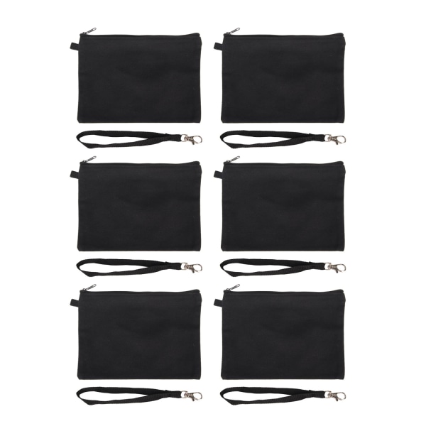 10 STK lerrets kosmetikkveske med svart snor Bærbar Blank Blank DIY Craft Bag for Reise Makeup Bag Svart