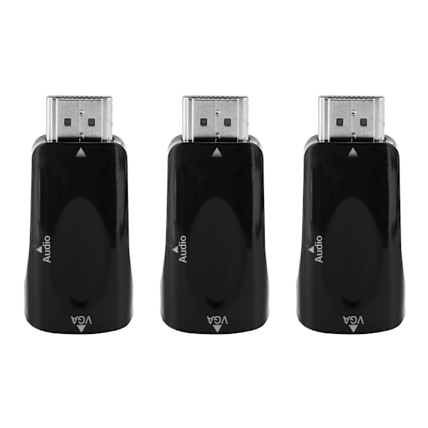 3 sett HDMI hann til VGA hunn konverter 1080P videoadapter med lydutgangskabel