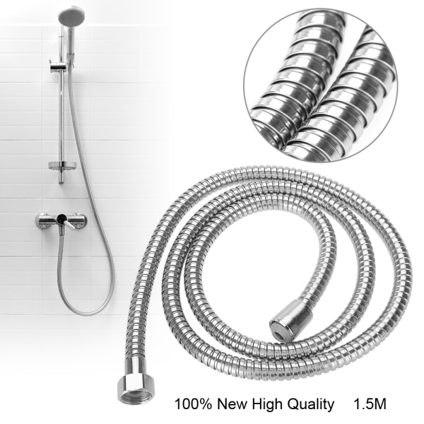 1,5M fleksibel bruserslange Glat forbindelse Vandhovedrør Badeværelsesbrug