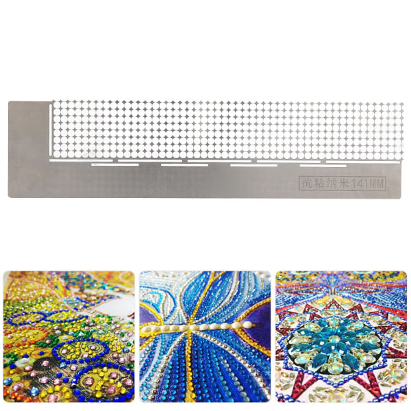 Enkeltrækket punkt diamantlineal harpiks DIY håndlavet diamantmaling Fix Tool Accessories (400 huller Single Row Point Diamond Lineal)