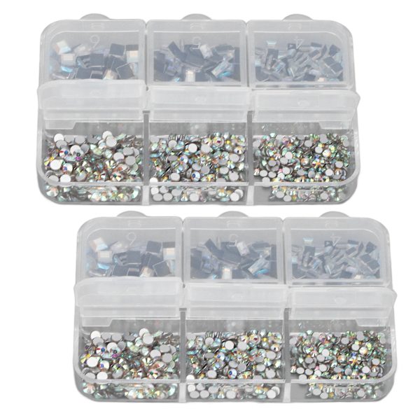2 st 6 rutnät nagelkonst dekorationer olika former platt botten glitter manikyr prydnader för nagelsalong