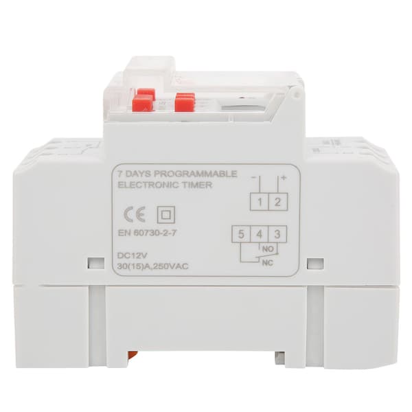 12V DC 30A Ugentlig Timer Switch LCD Switch Kontrol med Nedtællingsfunktion - Hvid - 1 stk