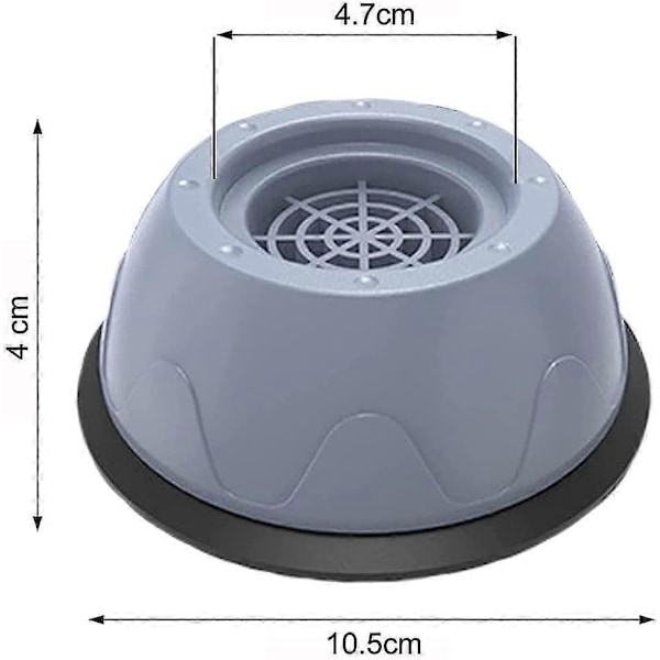 Universal 4-delt Vaskemaskine Fodpuder Anti-vibration Vaskemaskine Måtte - Skridsikre Gummipuder / Fødder Stabilisator Sokkel Zekai