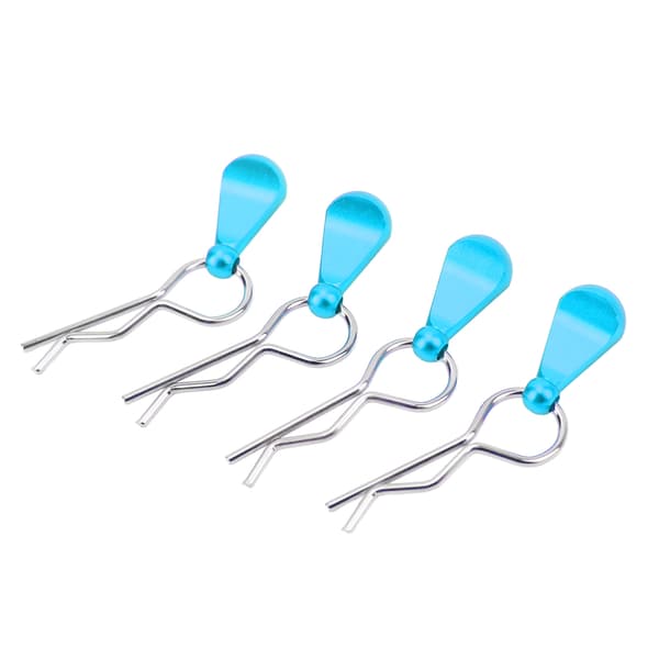 4 stk. RC Karosseri Klips Stift Rustfrit Stål R-Form Universal til 1/8 1/10 Fjernstyret Bil Blå