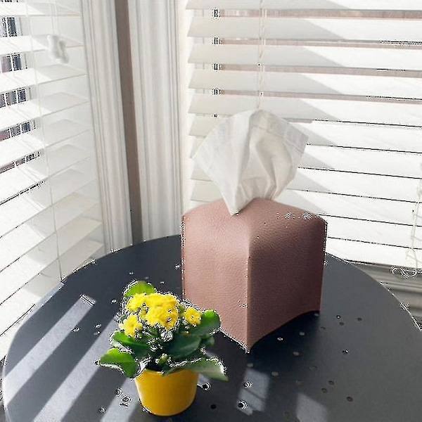 Modern Ekologisk Läder Vävnadslåda Organisatör - Rosa Blå