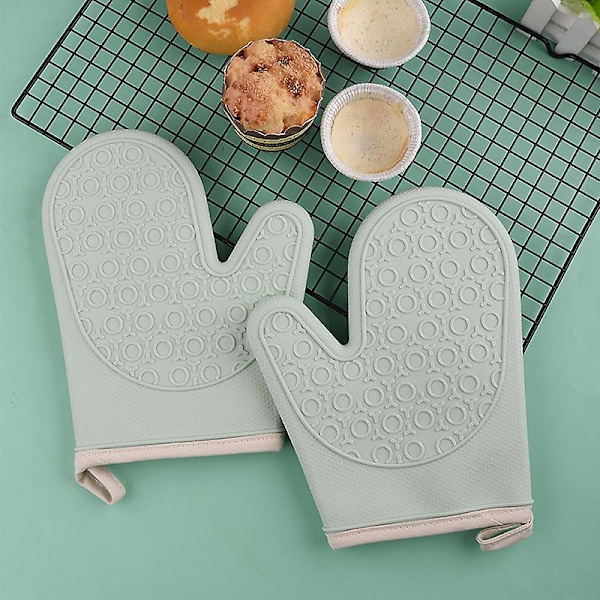 Tykke Anti-skoldning Silikon Ovn Handsker - 2 Pak