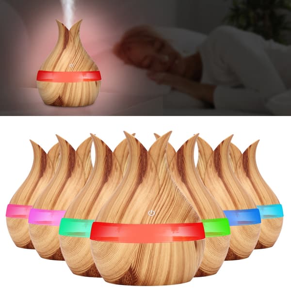 300 ml 7 farger LED nattlys aroma eterisk olje diffuser luftfukter lyst trekorn