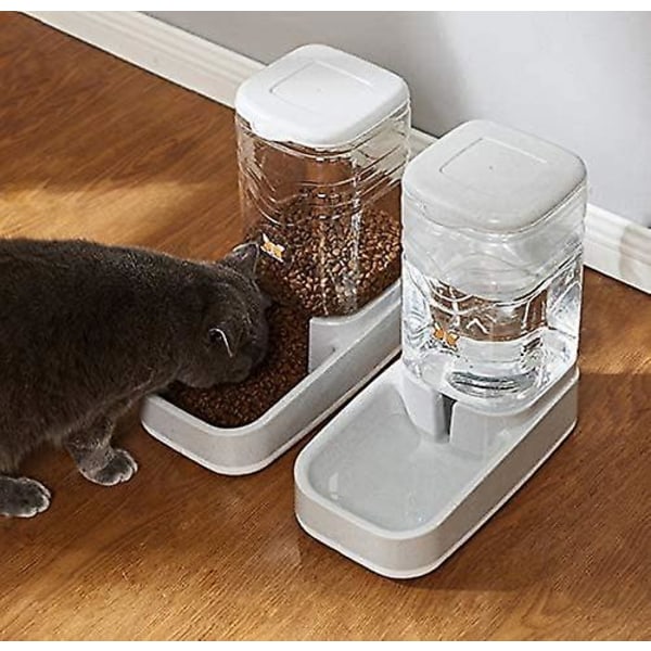 Kattmatare, automatisk matare och vattendispenser i ett set för smådjur, hundskål, vardera 3,8L (matare och vattendispenser)