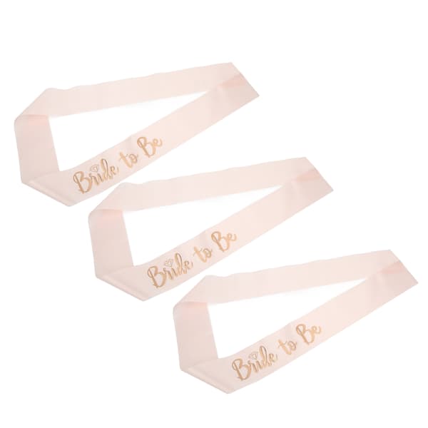 3 st \"Bride to Be\"-skärp Elegant guldtext Premium polyester Glansig delikat textur Slitstarkt brudskärp