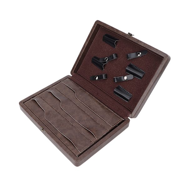 PU Læder Salon Saks Opbevarings Etui Hårklippesaks Organizer Box Brun Hår Styling Værktøjstaske til Barber Tilbehør