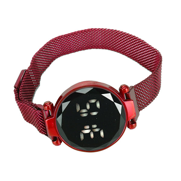 Kvinnor LED watch LED-pekskärm Stor skärm Slitstark legering Modedesign Digital LED- watch för flicka Kvinnor Vuxen Röd