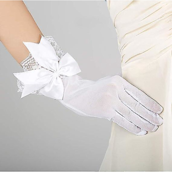 Elegante Blonder Brudehandsker med Ruffeldetaljer til Kvinder