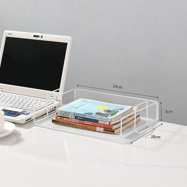 2-delt hvid metal mesh skrivebordsorganiseringssæt - stabelbare brevbakker til kontor, skole og studie