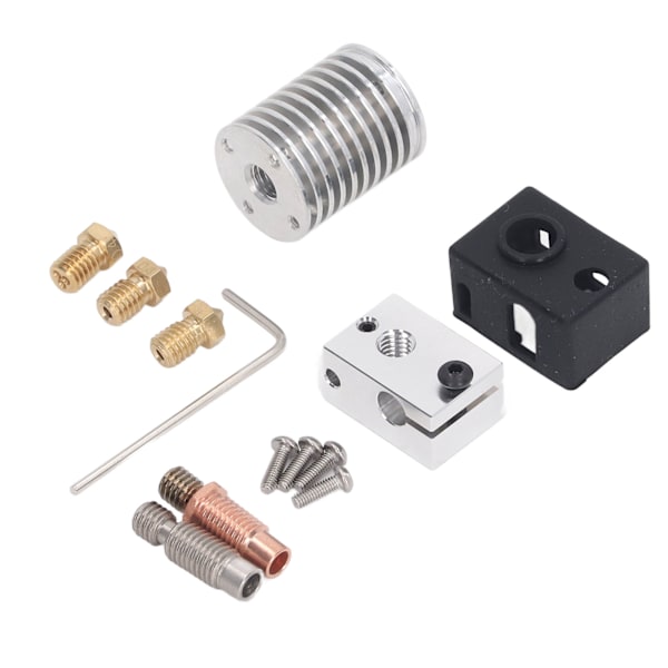 3D-printer Hotend-kit 0,4 mm messingdyse aluminiumvarmeblok bimetallisk hals Hot End-dele til V6