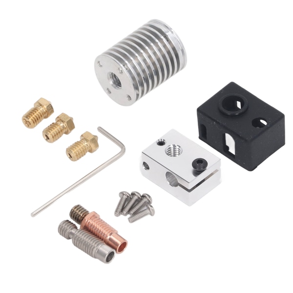 3D-skriver Hotend-sett 0,4 mm messingdyse aluminiumsvarmeblokk bimetallisk hals Hot End-deler for V6