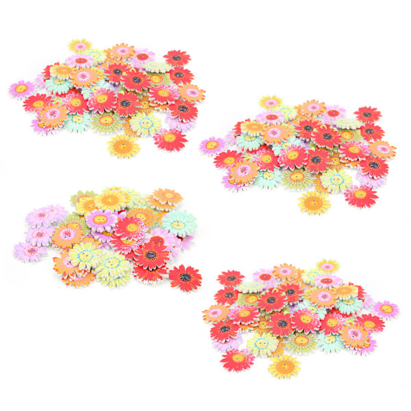 200 stk blomster tre knapper 0,9 tommer blandet DIY bulk knapper for håndlagde klær dekorasjon