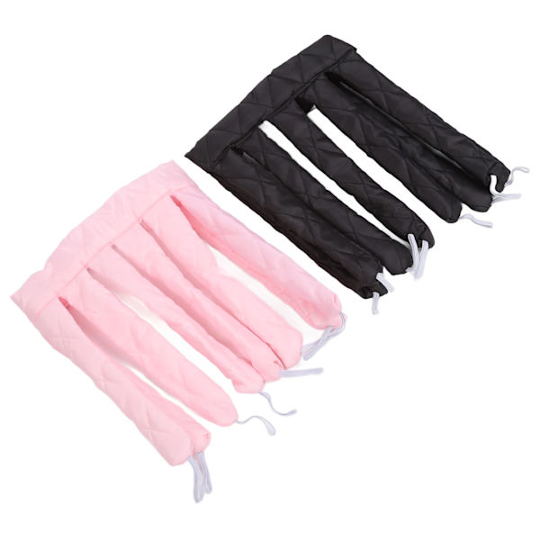 Varmeløs krøllebånd 2 stk. stort bølget fluffy krølle hår sove krølle hår pandebånd pink sort