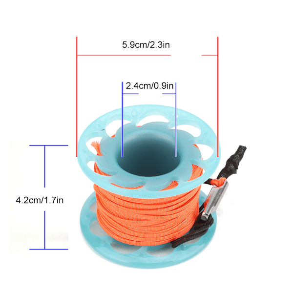 15m Plast Wire Reel Dobbelthovede Krog Dykning Markør Bøje Reb Hjul Guide Tråd Spoleblå