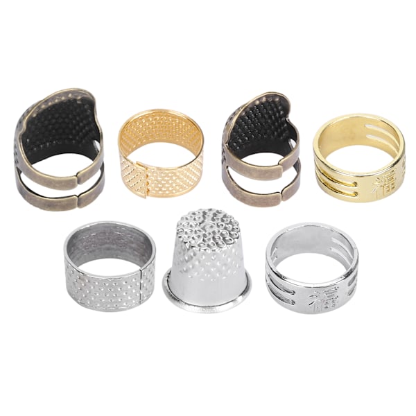 7 stk syringfingerbøyle i messing, fingerbeskyttelseshylse, strikking, korssting, fingertuppbeskytter