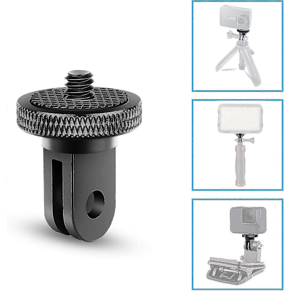 Stativadapter Kameramonteringstilbehør Aluminiumadapter Montering av kameraer til For Gopro-feste og andre actionkameraer (2 stk, svart)