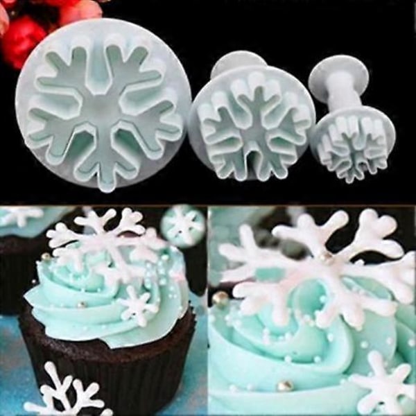 2 set 3 st Emporte Piece Bakverk Jul Snöflinga Form för Dekoration Tårtor Fondant Sockerpasta Grova snöflingor