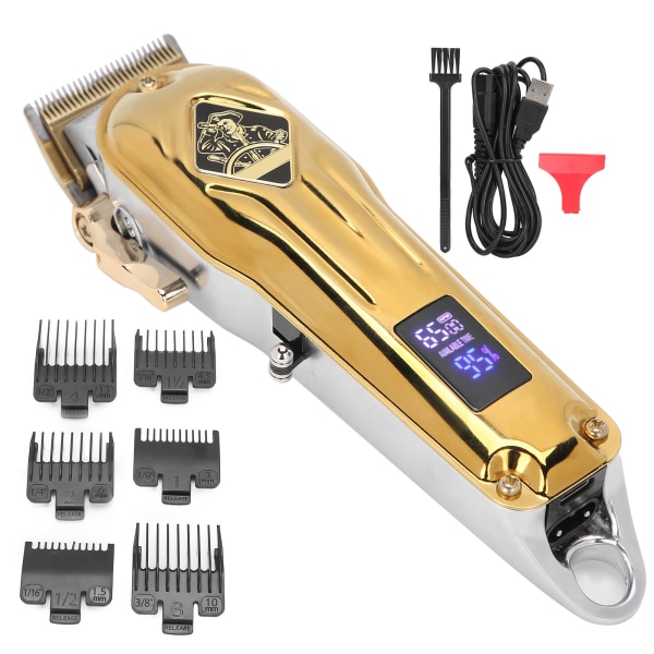 VGR Elektrisk Hårklipper LED Display Hårtrimmer Klippemaskin Styling Tool Gold