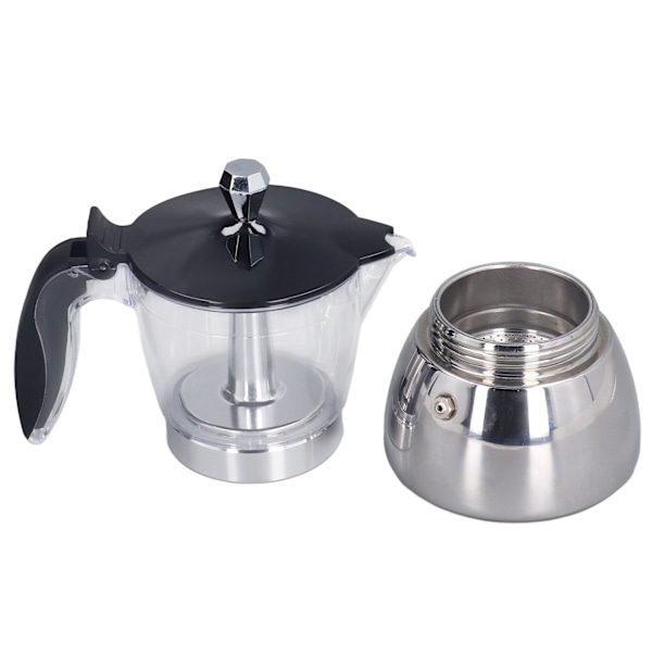 Komfur Kaffemaskine 6 Kopper Moka Pot Klar ABS Top Rustfrit Stål Kaffemaskine Til Hjemmet Kontor