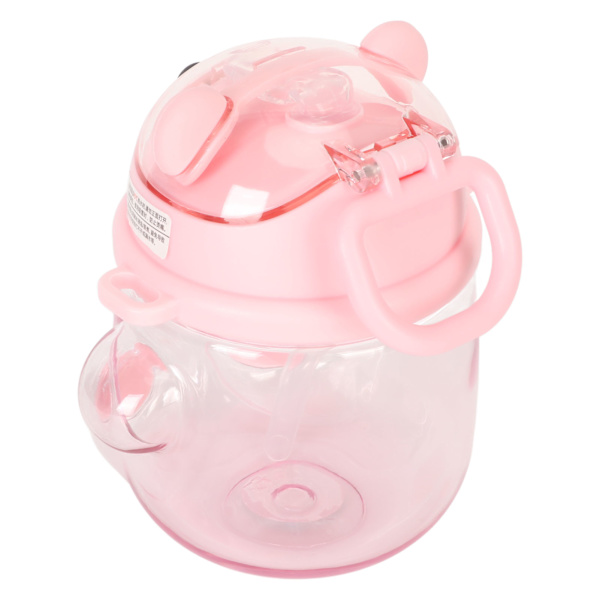 700 ml bjørnevannflaske for jenter barn med sugerør justerbar stropp tegneserie kawaii vannflaske for shopping fotturer rosa