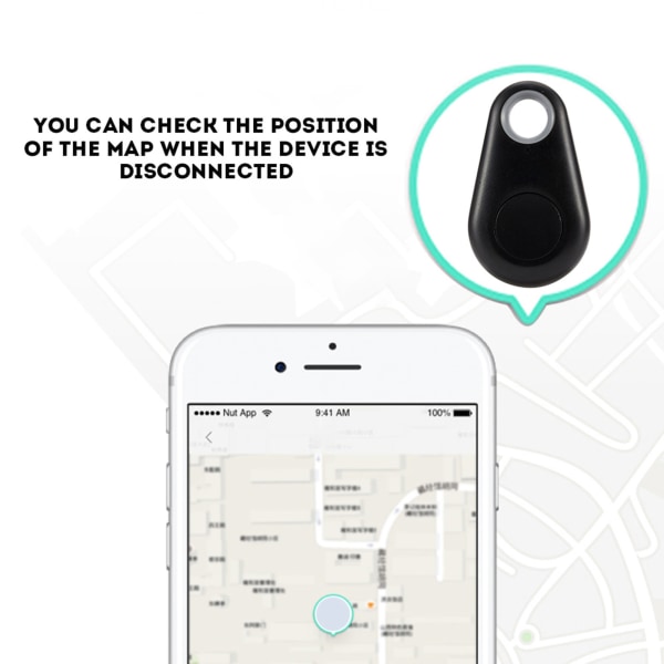 Mini Bluetooth Tracker Bag Lommeboknøkkel Pet Anti tapt Smart Finder Locator Alarm svart black