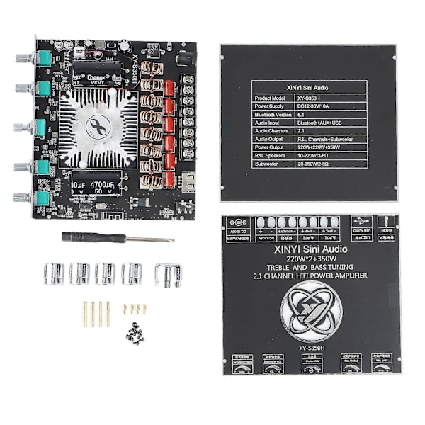XY-S350H 2.1 Kanal TPA3251 Bluetooth Effektforstærker Board Høj Bas Subwoofer 220Wx2+350W-B16