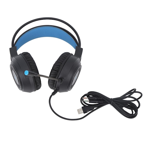 Gaming Headset RGB-belysning 7.1-kanals surroundlyd USB og 3,5 mm dobbel jack kablet gaming-hodetelefon for PC-konsoll bærbar PC svart