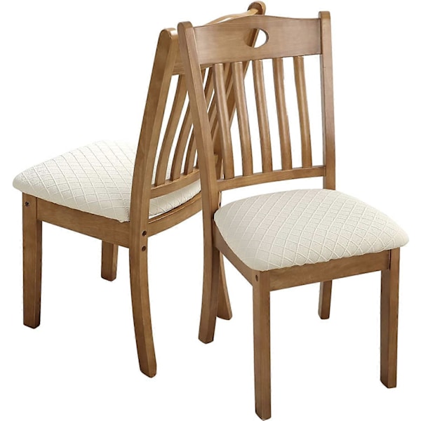 6 kpl Joustavat Jacquard-tuolinpäälliset, irrotettavat pestävät pölytiiviit ruokatuolin istuintyynyn päälliset (6, beige)