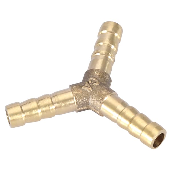 Messing Y 3-vejs slange med modhager, konnektor, samling til luft, vand, gas OD (6 mm, 4 stk)