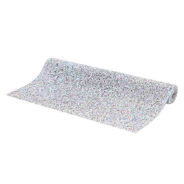 Rhinestone Mesh Ribbon Wrap Födelsedag Bröllop Fest DIY Dekor Kläder Tillbehör Silver på vit AB