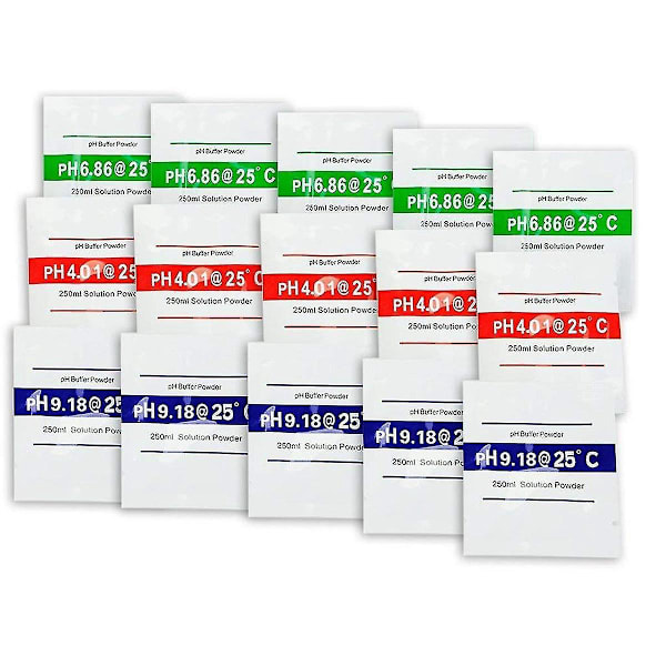 15 Pak PH Meter Buffer Opløsning Pulver 6.86/4.00/9.18, PH Kalibrerings Opløsning Pakker kompatible med Præcis PH Meter-B5