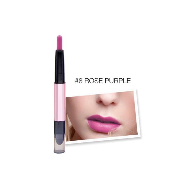Dobbelthodet matt lipgloss leppestift langvarig vanntett leppestift 8#