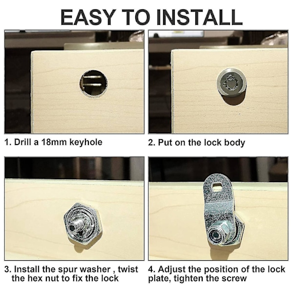 6-pack Uppgraderade Cam Lock RV Förvaringslås, Låses Lika 5/8 Tum Skåpslås kompatibla med RV Förvaringsdörr-B7
