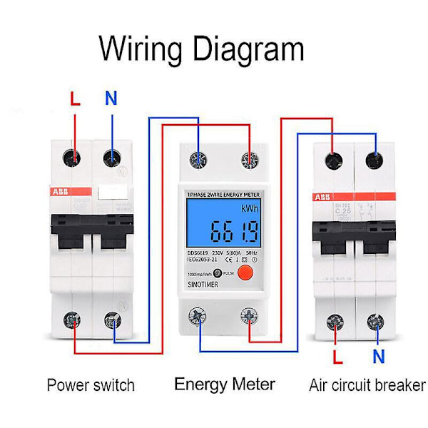 DDS6619-013 Hushålls Enfas 2P DIN-skena Multifunktion Återställningsbar Batterimätare Universell Digital Elektronisk Timer - Transparent Hölje