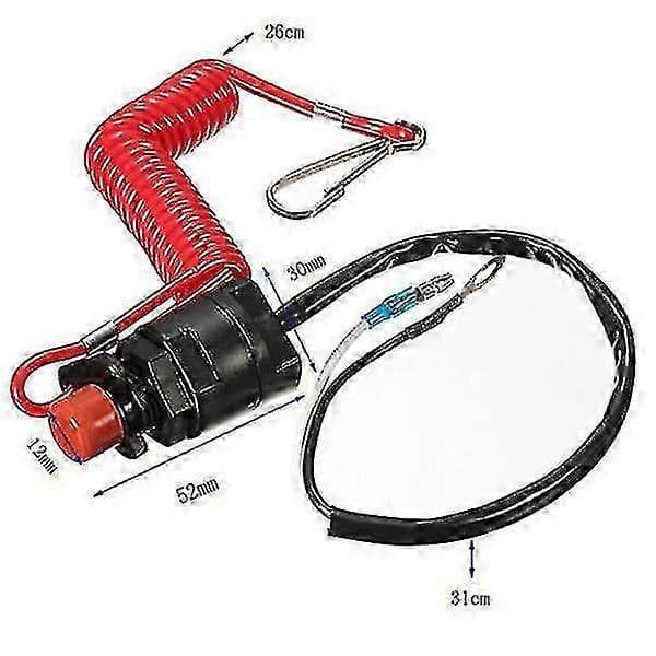 Compatible with Yamaha Marine Engine Emergency Stop Switch with Safety Lanyard Svart röd