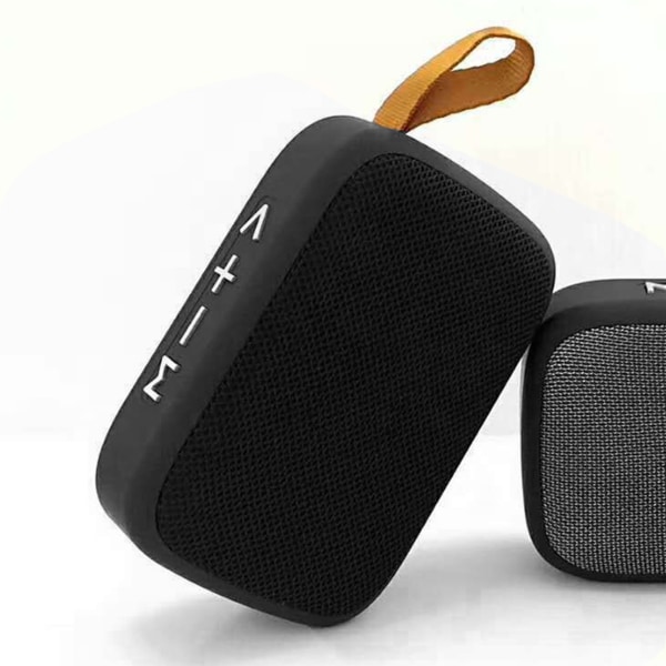 Mini Bluetooth-højttaler Stereo Subwoofer Support Hukommelseskort Bærbar trådløs højttaler med håndstrop Sort