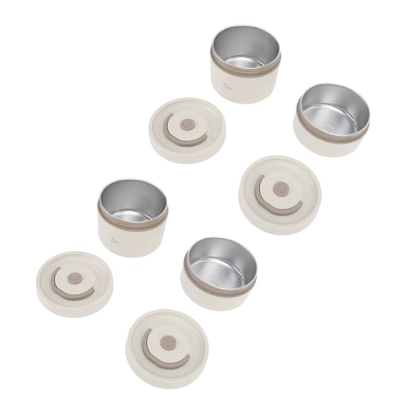 Isolert lunsjbeholder 304 rustfritt stål forseglet multifunksjonell bærbar rund termisk matboks med termisk pose beige 4 stk