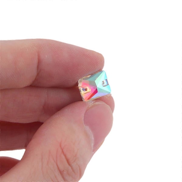 Fyrkantig Påsydd Sten Kristallklar Klädsömnad Glaspärlor 8x10mm