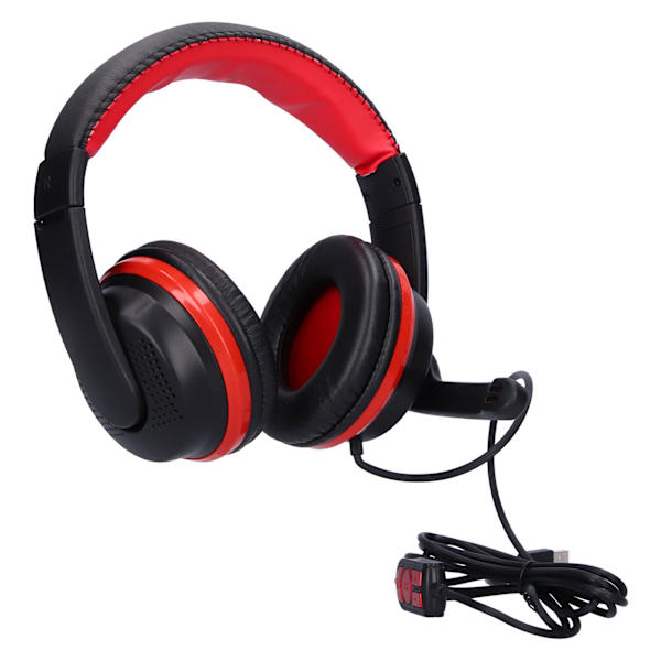 GT-91 Gaming Headset med kabel, USB-spillhodetelefoner med mikrofon og myke øreputer for PC