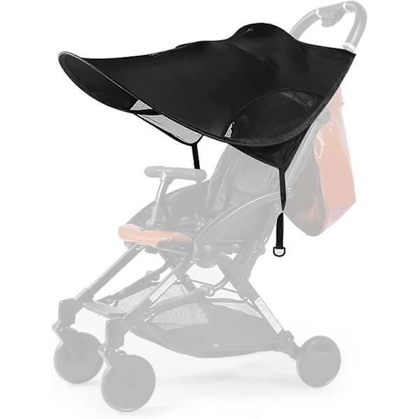 Baby Solskærm til Barnevogn, Børne Markise Anti-UV Beskyttelse Paraply Åndbar og Universal med Justerbar Rem (Sort)