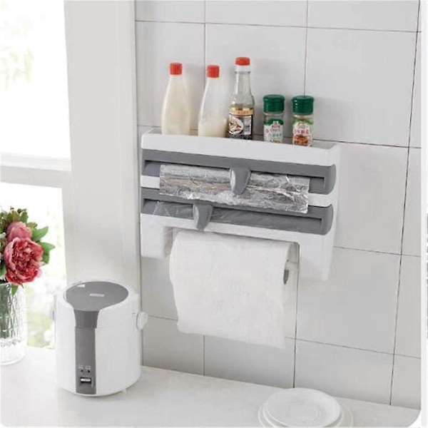 Veggmontert papirhåndkledispenser Ting Foliehåndklestativ 4-i-1 (Farge 3) cling film dispenser