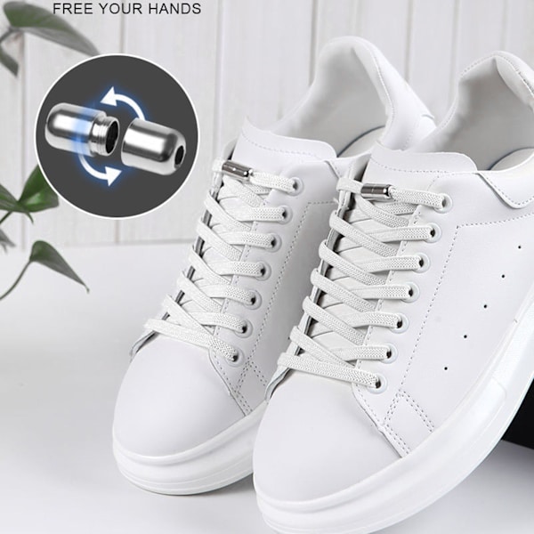 2 par doven snørebånd uden elastik med unikt roterende design - elastiske snørebånd til sneakers