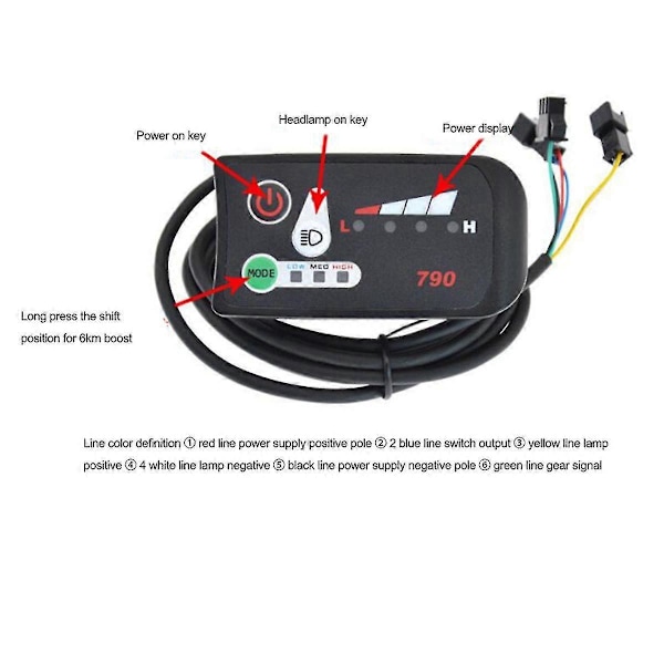 Intelligent LED 790 Display til Elcykel Digital Computer Panel Elektrisk Cykel Speedometer, 36V
