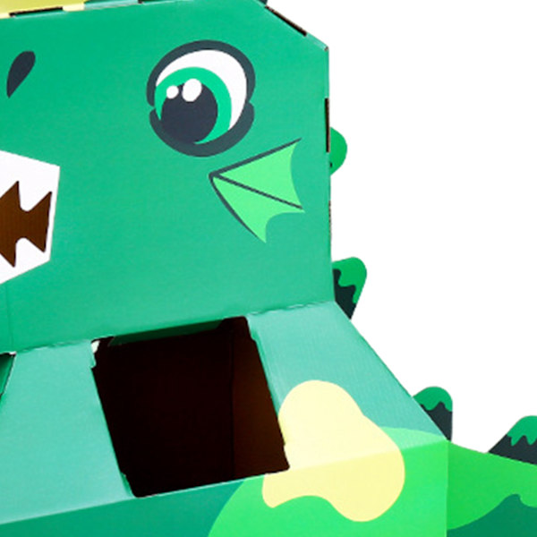 Paper Dinosaur Head Costumes Toy DIY Wearable Interactive Cardboard Dinosaur Head Costumes for Children Emerald Green