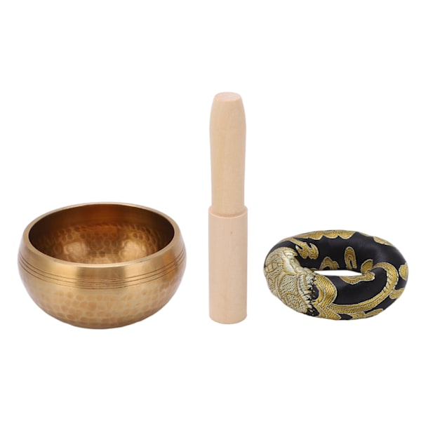 Sångskål Hand hamrande platt botten Lugn känsla Fridfull röst 8 cm kaliber Meditations Yogaskål för avkoppling