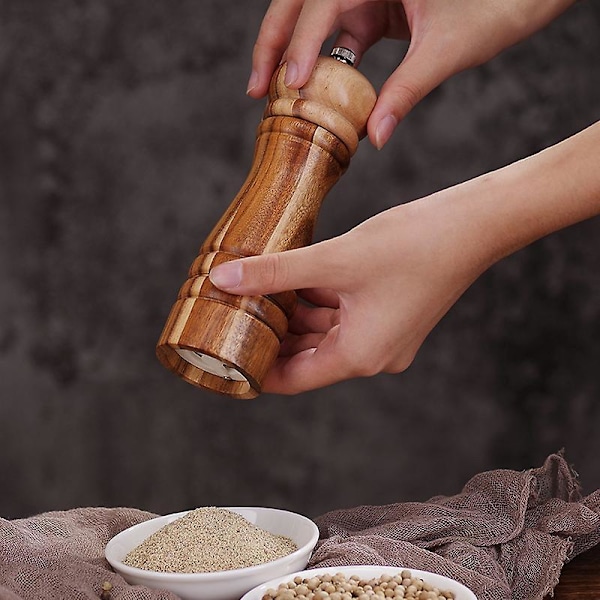 Salt- och Pepparkvarnset, Justerbar Grovhet Träpepparkvarn, Bordsprydnad Present till Fars Dag
